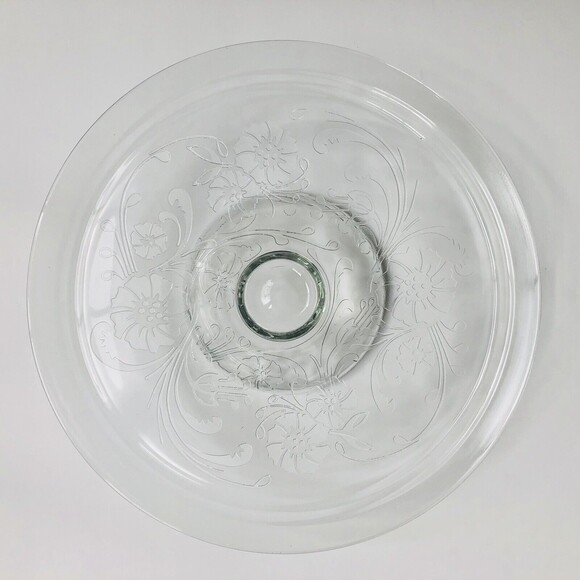 Luminarc Mariella footed cake plate 13" Crystal Floral Clear Made in France wg - Picture 4 of 9